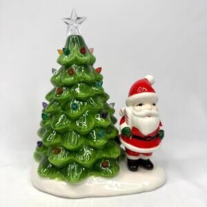 Midwest Gift Light Up Vintage Style Santa and Tree Decor